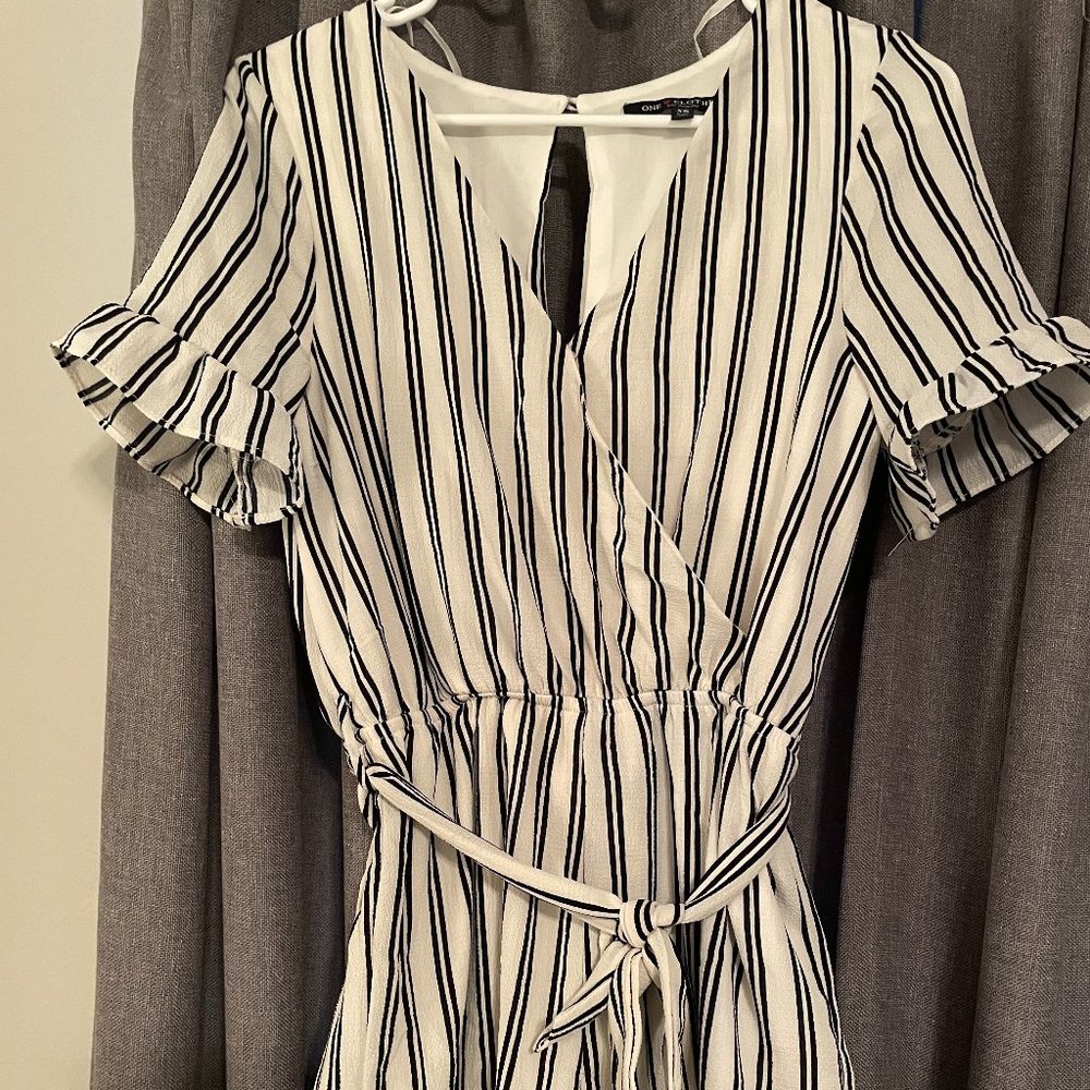 One Clothing LA Striped Ruffle Romper